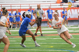 Riley Donahue, pictured against Florida, has tallied at least 43 points in all four of her seasons at Syracuse.