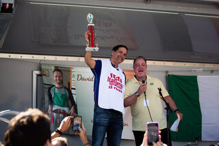 Peter Hall wins the Charity Meatball Challenge for the first time, which came with $500 that he could donate to the charity of his choice. Hall is a meteorologist with NBC3 and CNYCentral and was accompanied by his co-worker, Violet Scibior, who won second place.